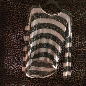 Black and white hi low sweater